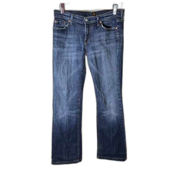 7 For All Mankind Blue Medium Wash Lower Rise Bootcut Jeans Size 30 - Picture 15 of 16